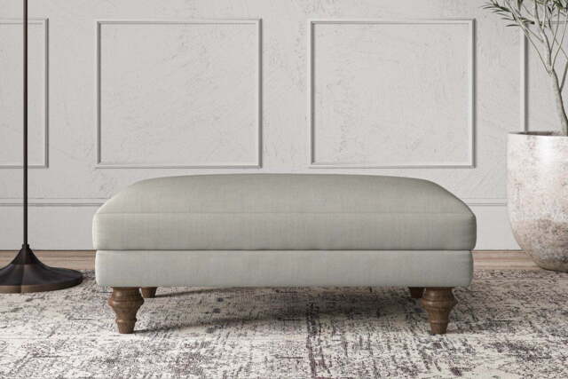 nkuku Deni Dining Footstool - Make To Order - Medium - Brera Linen Espresso