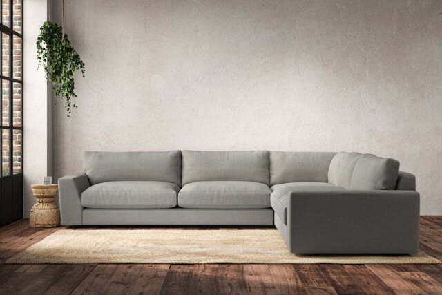 nkuku Guddu Right Hand Corner Sofa - Make To Order - Grand - Brera Linen Smoke