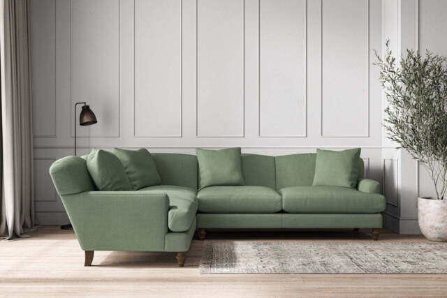 nkuku Deni Left Hand Corner Sofa - Make To Order - Super Grand - Brera Linen Jade