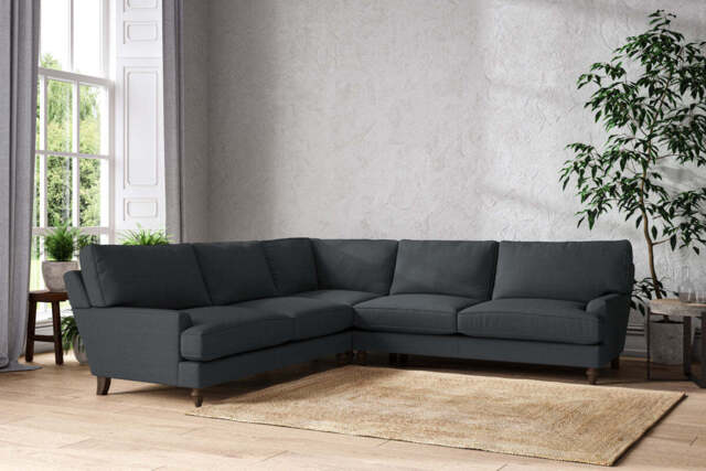 nkuku Marri Corner Sofa - Make To Order - Grand - Recycled Cotton Thunder