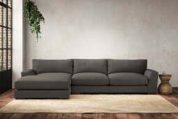 nkuku Guddu Large Left Hand Chaise Sofa - Make To Order - Brera Linen Granite - No Colour
