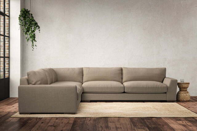 nkuku Guddu Left Hand Corner Sofa - Make To Order - Grand - Brera Linen Pebble