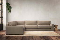 nkuku Guddu Left Hand Corner Sofa - Make To Order - Grand - Brera Linen Pebble