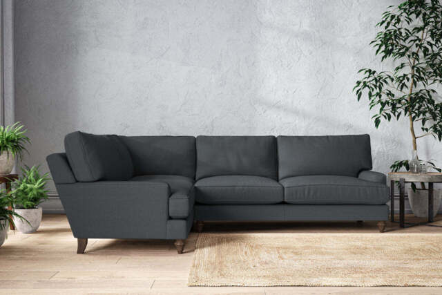 nkuku Marri Left Hand Corner Sofa - Make To Order - Grand - Recycled Cotton Thunder