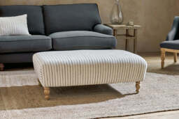 nkuku Sanja Stripe Upholstered Ottoman - Seating - One Size - Off White