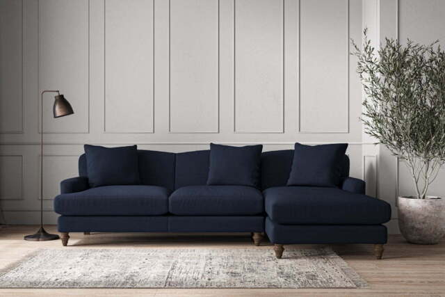 nkuku Deni Right Hand Chaise Sofa - Make To Order - Large - Brera Linen Indigo