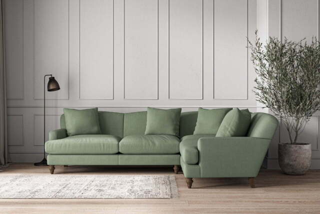 nkuku Deni Large Right Hand Corner Sofa - Make To Order - Brera Linen Jade - No Colour