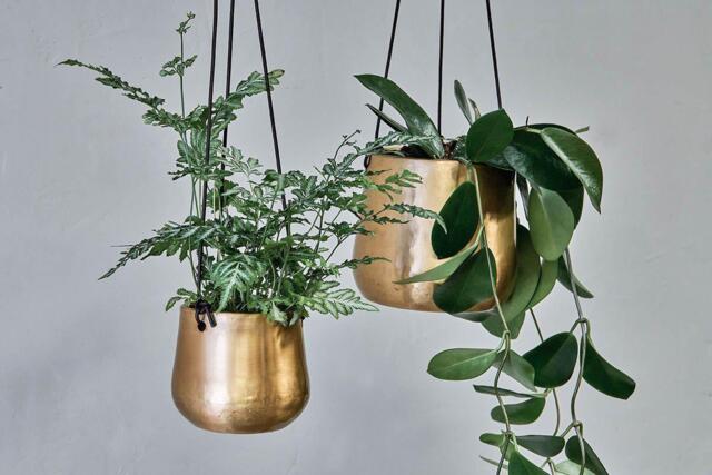 nkuku Atsu Brass Hanging Planter - Vases & Planters - Large - Antique Brass