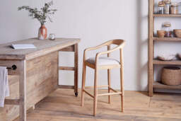 nkuku Anbu Mango Wood Upholstered Counter Dining Chair - Seating - One Size - Natural