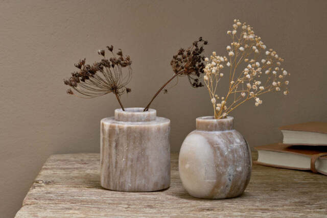 nkuku Khari Marble Vase - Decorative Accessories - Round - Beige