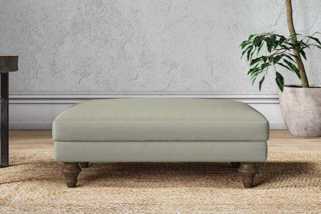 nkuku Marri Dining Footstool - Make To Order - Medium - Recycled Cotton Seaspray