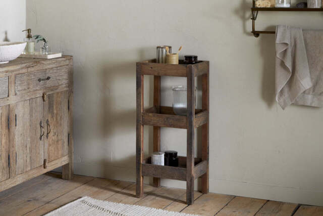 nkuku Akara Reclaimed Wood Storage Caddy - Bathroom - One Size - Natural