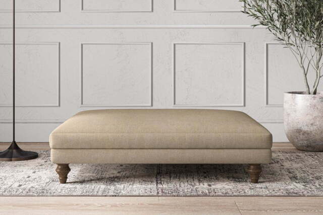 nkuku Deni Dining Footstool - Make To Order - Grand - Brera Linen Pebble