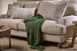 nkuku Nahan Moss Stitch Cotton Throw - Textiles - One Size - Forest Green