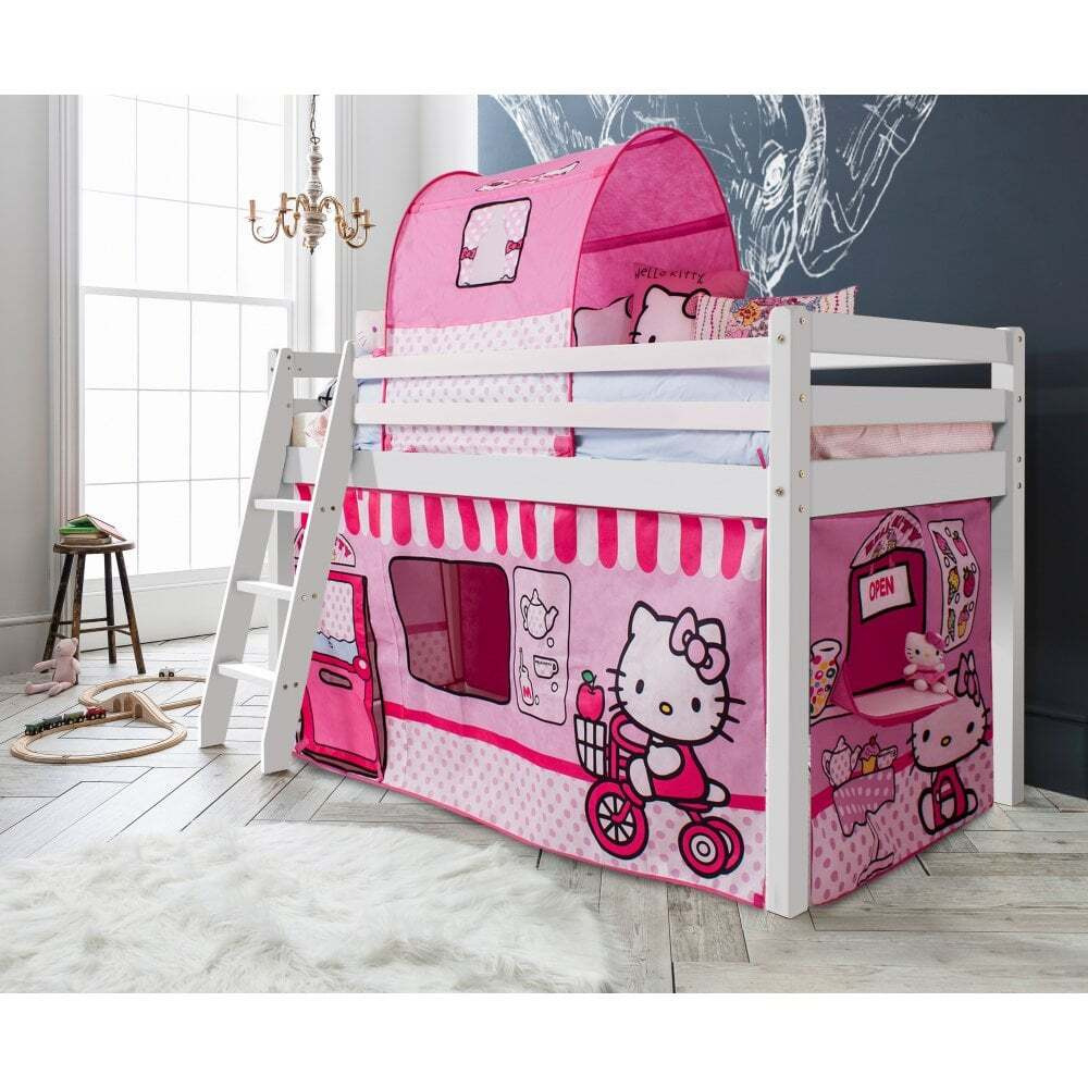 Thor Cabin Bed Midsleeper with Hello Kitty Package in Classic White Fr