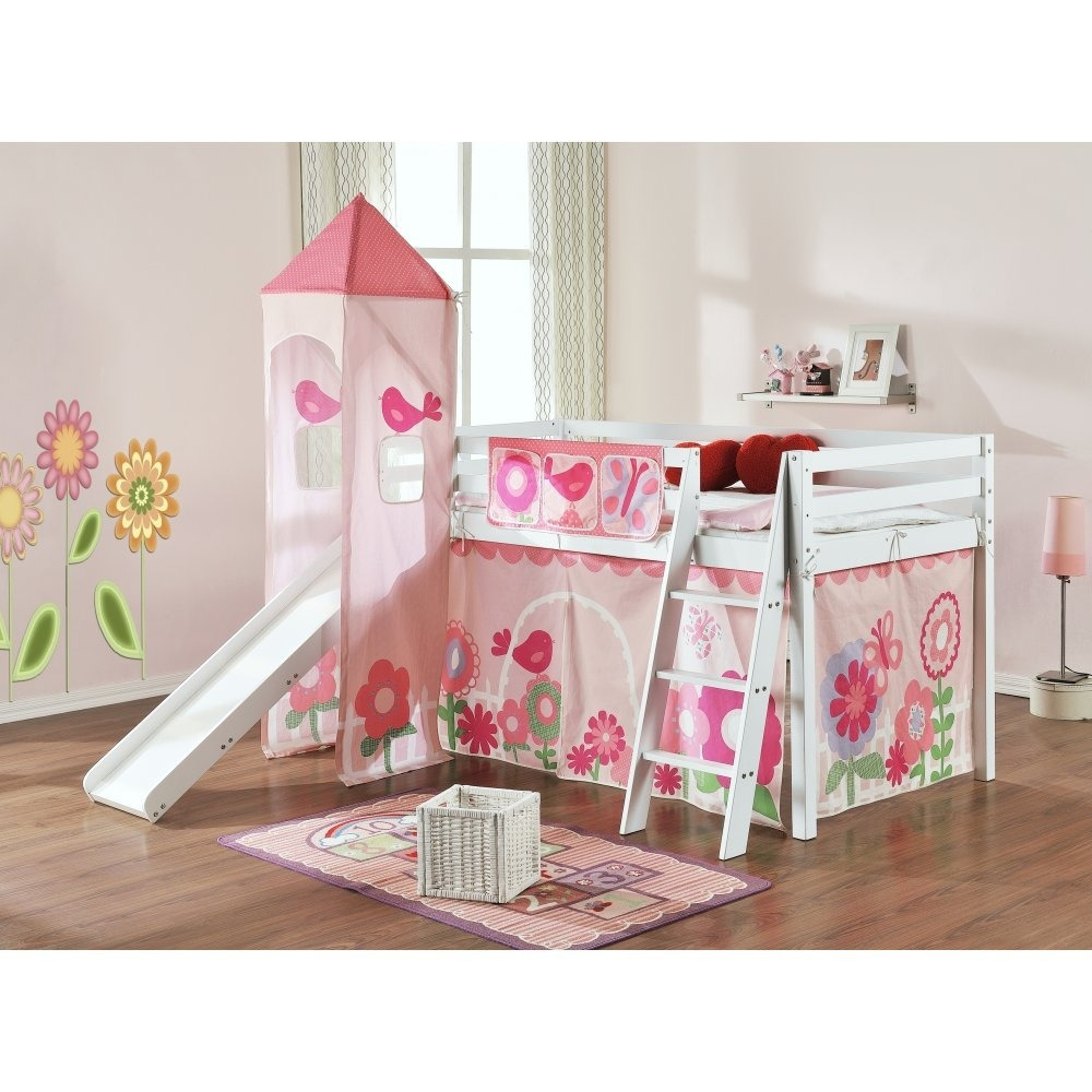 Moro Cabin Bed Midsleeper with Slide & Floral Package in Classic W