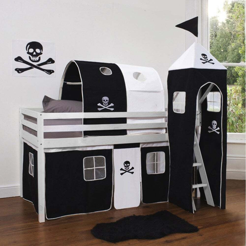Moro Cabin Bed Midsleeper with Pirate Package in Classic White Wood Fi