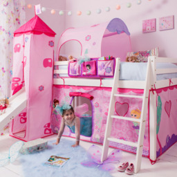 Moro Cabin Bed Midsleeper with Slide & Fairies Package in Classic White - thumbnail 1