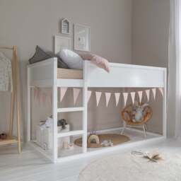 Lykke Midsleeper Cabin Bed Reversible with Straight Ladder in Classic White - thumbnail 1