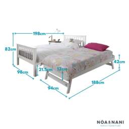 Hampshire Single Bed Frame with Matheus Pull-Out Trundle in White - thumbnail 3