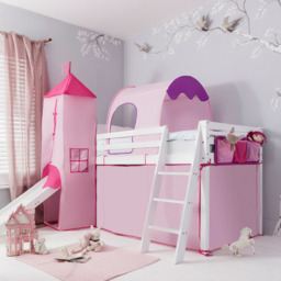 Moro Cabin Bed Midsleeper with Pink Package & Slide in Classic White - thumbnail 6