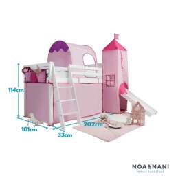 Moro Cabin Bed Midsleeper with Pink Package & Slide in Classic White - thumbnail 7