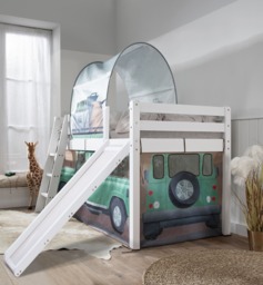 Moro Cabin Bed Midsleeper with Slide & Safari Overland Off Road Package in Classic White - thumbnail 2