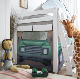 Moro Cabin Bed Midsleeper with Slide & Safari Overland Off Road Package in Classic White - thumbnail 3