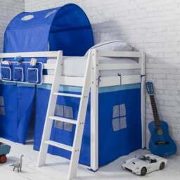 Moro Cabin Bed Midsleeper with Slide & Blue NW Package in Classic White - thumbnail 4