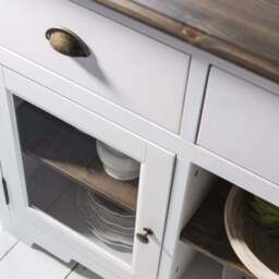 Canterbury Sideboard 3 Drawer and Dresser Top in White and Dark Pine - thumbnail 6