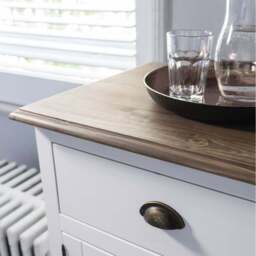 Canterbury Sideboard 3 Drawer and Dresser Top in White and Dark Pine - thumbnail 5
