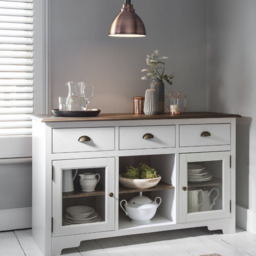 Canterbury Sideboard 3 Drawer and Dresser Top in White and Dark Pine - thumbnail 3