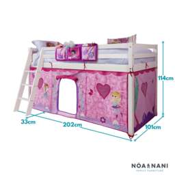 Moro Cabin Bed Midsleeper with Fairies Tent in Classic White - thumbnail 4