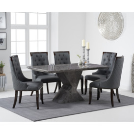 Aaron 160cm Grey Marble Dining Table With 8 Cream Francesca Dining Chairs