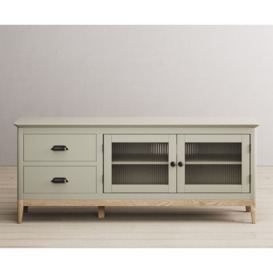 Ancona Oak and Soft Green Painted Large TV Cabinet