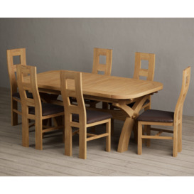 Extending Atlas 180cm Solid Oak Dining Table With 12 Brown Flow Back Chairs