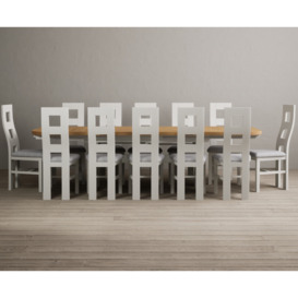 Extending Olympia 180cm Oak and Signal White Dining Table with 8 Charcoal Grey Flow Back Chairs