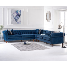 Bromley Large Blue Velvet Corner Sofa