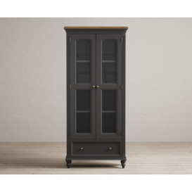 Francis Oak and Charcoal Grey Painted Glazed Display Cabinet