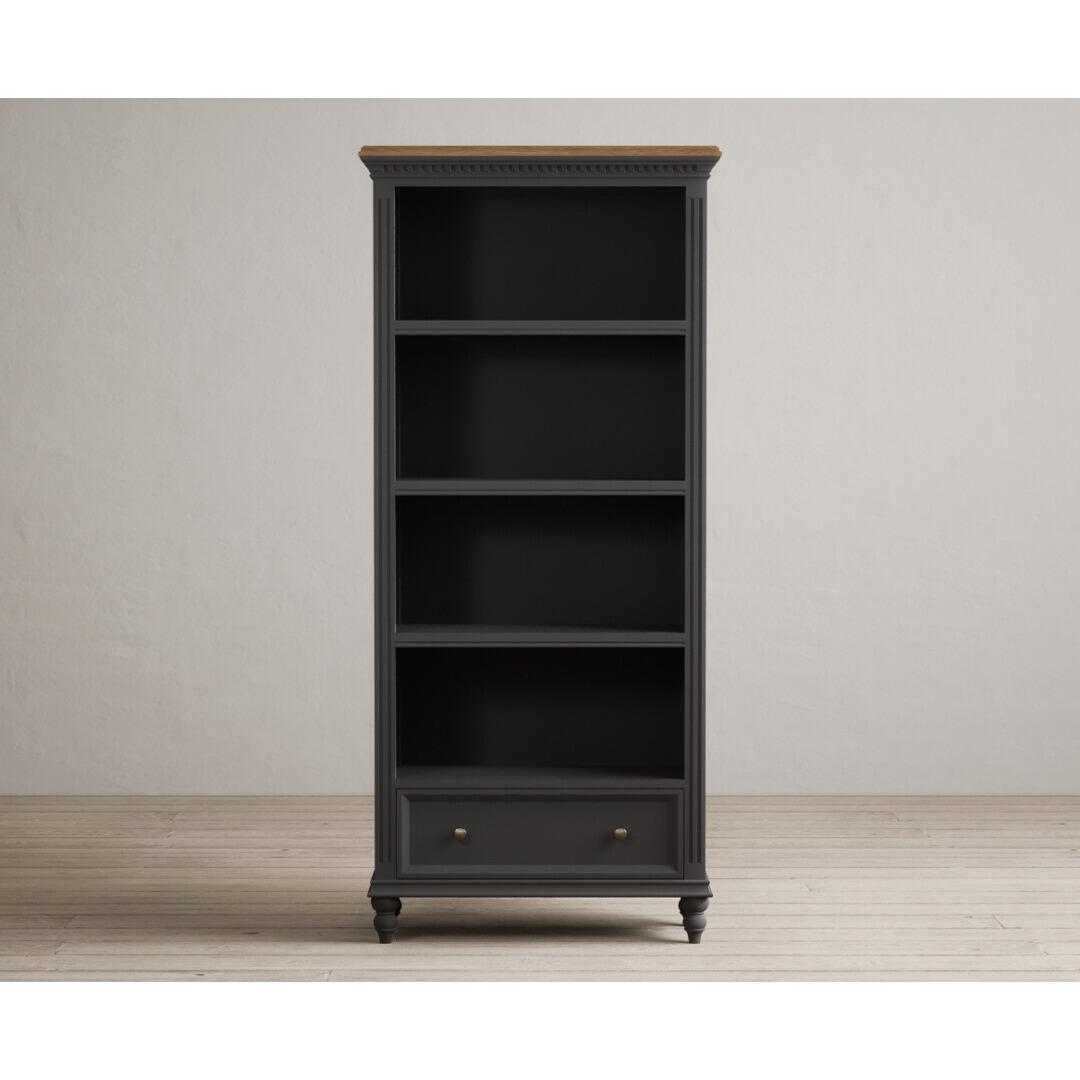 Francis Oak and Charcoal Grey Painted Tall Bookcase