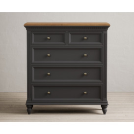 Francis Oak and Charcoal Grey Painted 2 Over 3 Chest of Drawers