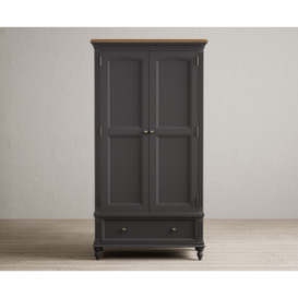 Francis Oak and Charcoal Grey Painted Double Wardrobe