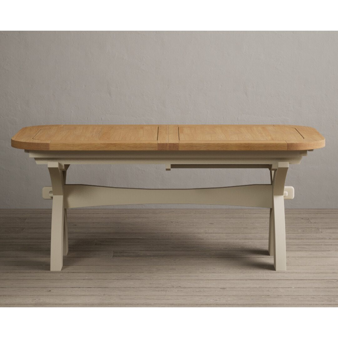 Extending Olympia 180cm Oak and Cream Painted Dining Table