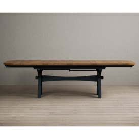 Extending Olympia 180cm Oak and Dark Blue Painted Dining Table