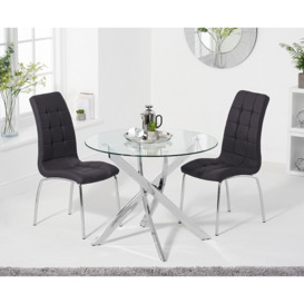 Denver 95cm Glass Dining Table With 4 Red Enzo Chairs