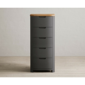 Bradwell Oak and Charcoal Painted 5 Drawer Tallboy