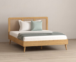 Oak Rattan King Size Bed