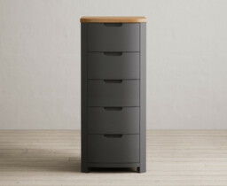 Bradwell Oak and Charcoal Painted 5 Drawer Tallboy