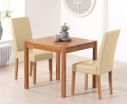 York 80cm Solid Oak Dining Table with 2 Cream Olivia Chairs