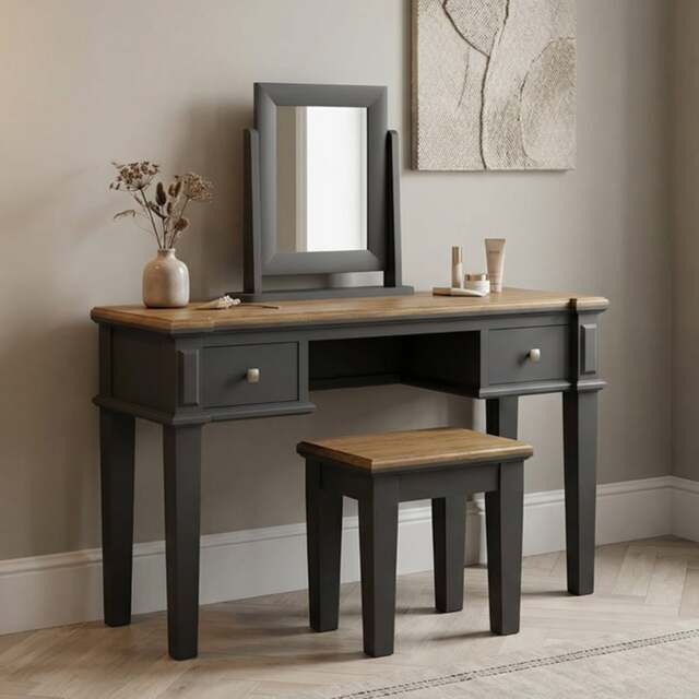 Lawson Oak and Charcoal Grey Painted Dressing Table Set